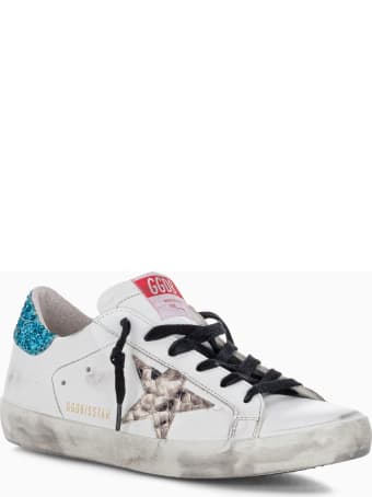 Golden Goose Superstar Sneakers With Glitter Heel Tab And Snakeprint Star