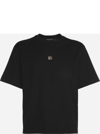 Dolce & Gabbana Cotton T-shirt With Contrasting Logo Detail