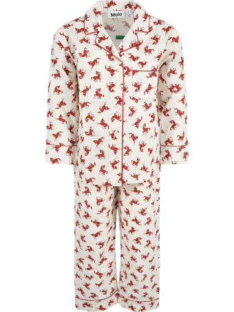 Molo Ivory Pajamas For Kids With Small Horses