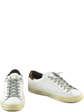 P448 White/leo Print Leather Women's Flat Sneakers