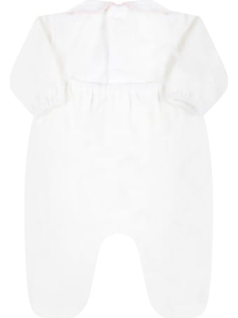 Little Bear White Babygrow For Baby Girl With Bear