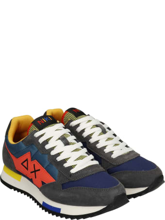 Sun 68 Niky Crazy Boy Sneakers In Grey Suede And Fabric