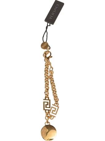Versace Crystal Embellished Medusa Head Pendant Chain Bracelet