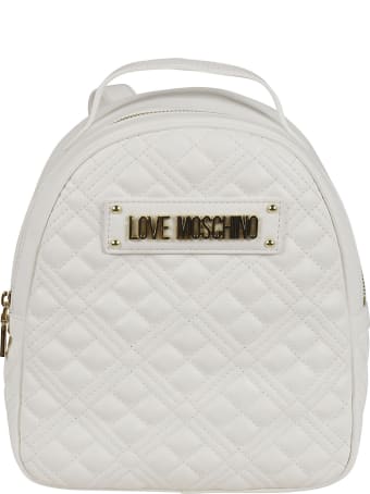 Love Moschino Logo Plaque Quilted Chain Backpack