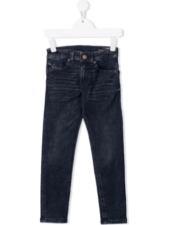 Diesel Skinny Boy Jeans In Dark Blue Denim With Logo