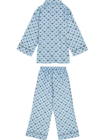Chiara Ferragni Logomania Blue Viscose Pajamas