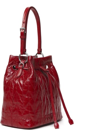 Miu Miu Red Quilted Leather Bucket Bag