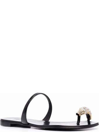 Giuseppe Zanotti Flat Sandals In Black Leather
