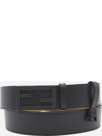 Fendi Leather Belt With Ff Baguette Buckle