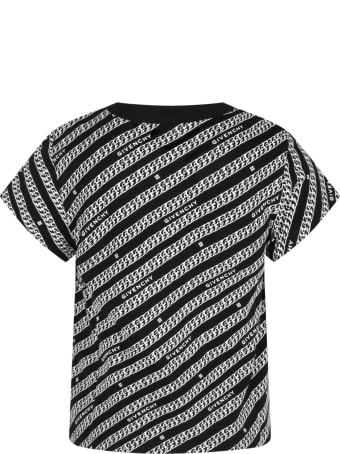 Givenchy Black T-shirt For Kids With Chains