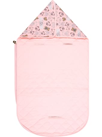 Moschino Pink Sleeping Bag For Baby Girl With Logo