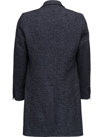 Dolce & Gabbana Single Breasted Wool Herringbone Coat