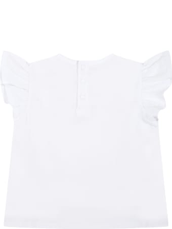 Givenchy White T-shirt For Baby Girl With Logo