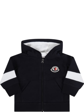 Moncler Blue Sweatshirt For Baby Kids With Iconic Patch
