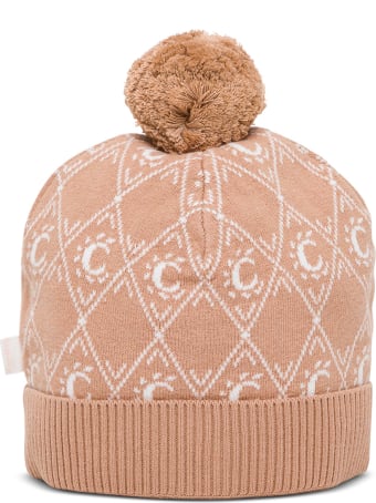 Chloé Pink Wool And Cotton Hat With Logo