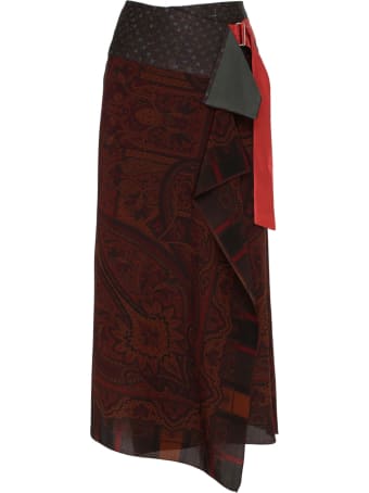 Ibrigu Multicolor Silk Wrap Midi Skirt