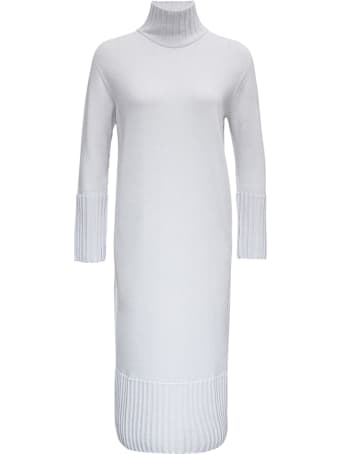 Antonelli Penguin Long White Wool And Silk Dress