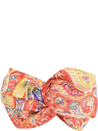 Etro Red Silk Headband With Paisley Print