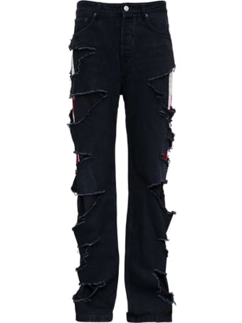 Balenciaga Slashed Loose Organic Denim Trousers