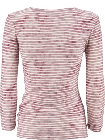 Majestic Filatures Striped T-shirt With V-neck