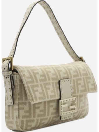 Fendi 1997 Baguette Bag In Wool With All-over Ff Motif