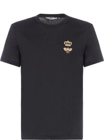 Dolce & Gabbana Bee And Crown Embroidery Cotton T-shirt