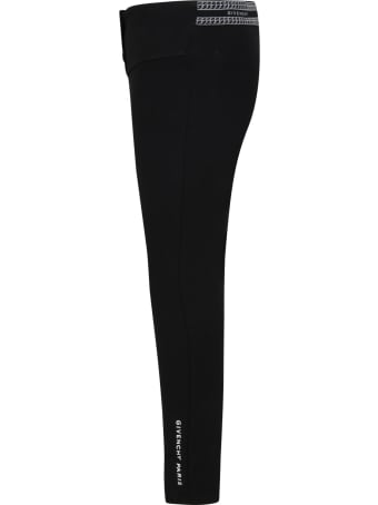Givenchy Black Leggings For Girl With Logo
