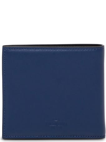 Valentino Garavani Vltn Bifold Wallet In Blue Leather