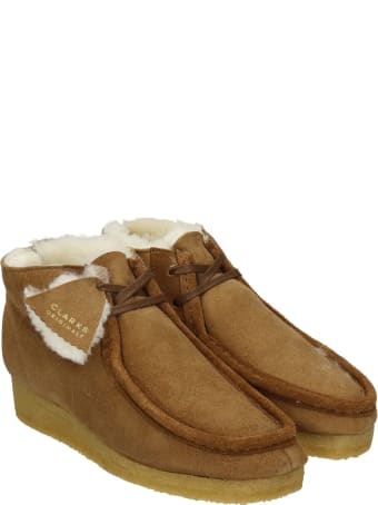 Clarks Wallabee Ankle Boots In Brown Suede