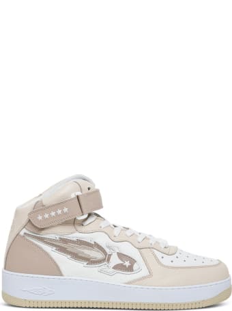 Enterprise Japan Rocket High Sneaker In Beige Leather