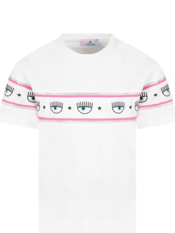 Chiara Ferragni White T-shirt For Girl With Eyestar