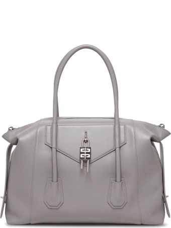 Givenchy Antigona Lock Soft Handbag In Grey Leather