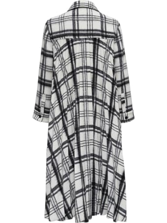 RED Valentino Fluffy Coat In Wool Blend With Black And White Checks