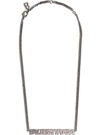 Balenciaga Typo Turn Silver Brass Necklace