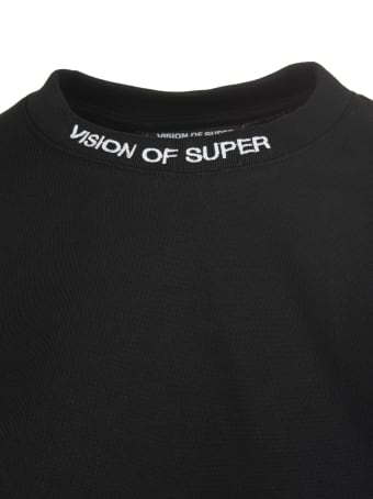 Vision of Super Woman Black "double Flames" Cropped T-shirt
