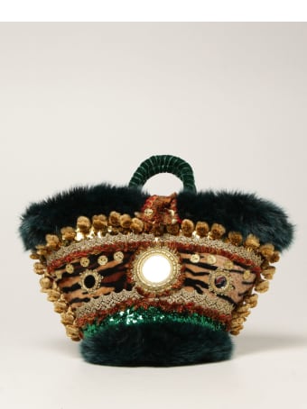 Sikuly Handbag Sinfunia Sikuly Coffa Bag With Fur And Mirrors