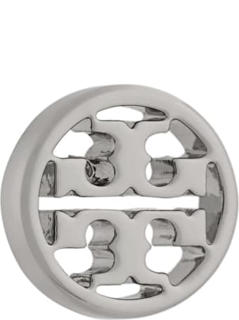 Tory Burch Silver Brass Earrings With Logo