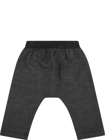 Caffe' d'Orzo Gray "demi-baby" Trousers For Baby Girl With Lurex Details