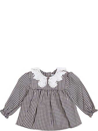 Tartine et Chocolat Voyage Check Cotton Shirt With Lace Collar
