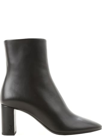 Saint Laurent Black Leather Lou 70 Pin Zip Ankle Boots