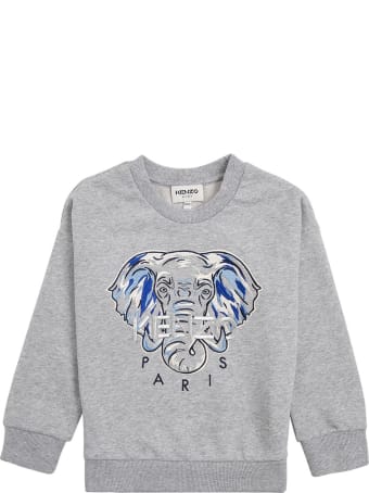 Kenzo Kids Grey Cotton Sweatshirt With Print