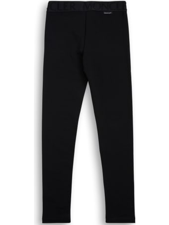 Moncler Black Cotton Leggings With Logo