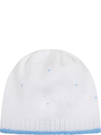 Little Bear White Hat For Babyboy With Polka-dots