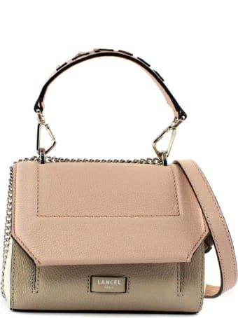 Lancel Beige And Pink Leather Shoulder Bag