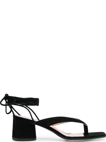 Pollini Black Suede Sandals With Wide Heel