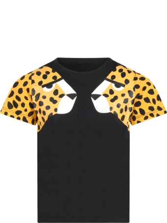 Stella McCartney Black T-shirt For Kids With Tigers