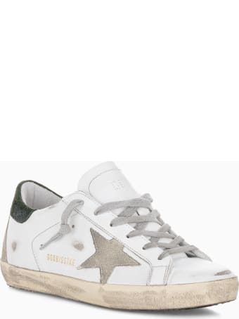 Golden Goose Star Super-star Sneakers In Suede With Blue Heel Tab