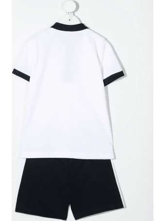 Moncler White And Dark Blue Polo And Shorts Kid Set