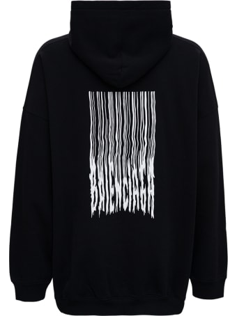 Balenciaga Barcode Hoodie In Black Cotton