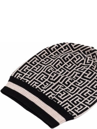 Balmain Monogram Merino Knitted Hat
